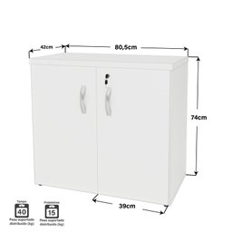 Armário para Escritório Baixo Fechado 800x740x420 F.15mm Netmobil - Branco - 7