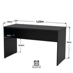 Mesa de Escritório 1.20x60 Tampo 30mm Netmobil - Preto - 5
