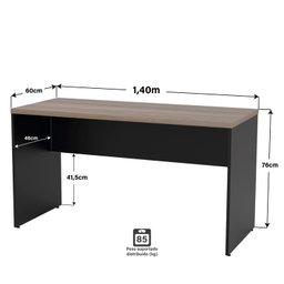 Mesa de Escritório 1.40x60 Tampo 30mm Netmobil - Nogal - 5