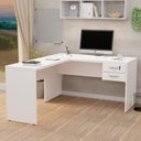 Ver imagem 1 de Mesa de Canto para Escritório em L com Gaveteiro 1.40x1.50 Tampo 30mm Netmobil - Branco