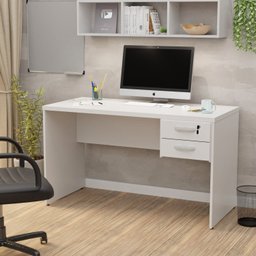 Mesa de Escritório 1.20x60 com Gaveteiro Tampo 30mm Netmobil - Branco - 2