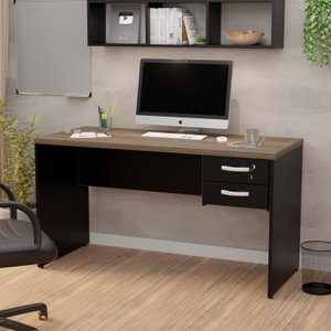 Mesa de Escritório Escrivaninha 1.40x60 com Gaveteiro - Nogal