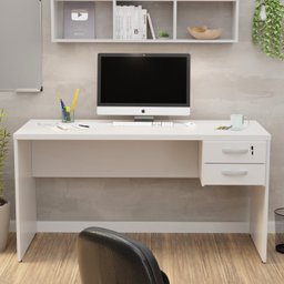 Mesa de Escritório 1.60x60 com Gaveteiro Netmobil - Branco - 3