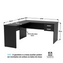 Ver imagem 4 de Mesa de Canto em L para Escritório 1.60x1.50 com Gaveteiro - Preto