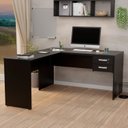 Ver imagem 1 de Mesa de Canto em L para Escritório 1.60x1.50 com Gaveteiro - Preto