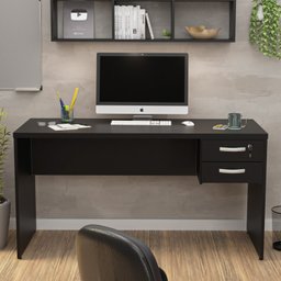Mesa de Escritório 1.60x60 com Gaveteiro Netmobil - Preto - 3