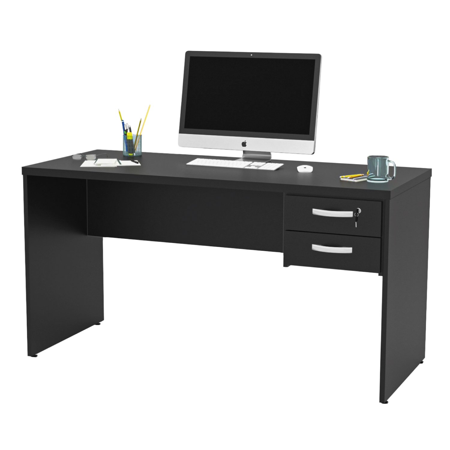 Mesa de Escritório 1.60x60 com Gaveteiro Netmobil - Preto - 3