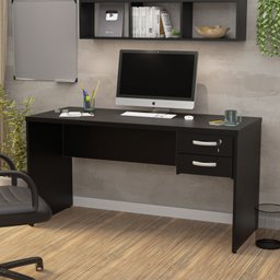 Mesa de Escritório 1.60x60 com Gaveteiro Netmobil - Preto - 2