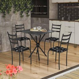 Mesa de Jantar 4 Cadeiras Preto Fortaleza Shop Jm - 1