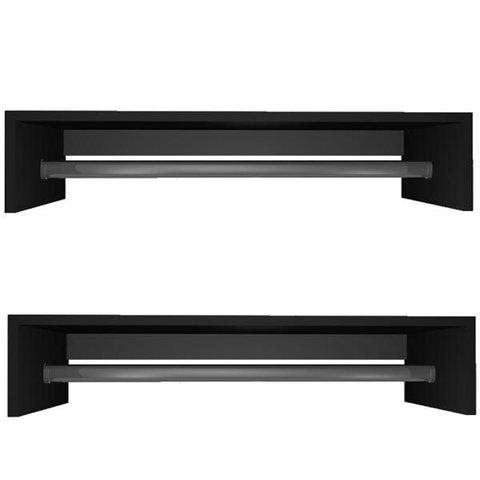 Kit 2 Cabideiro 90x20x25cm Arara de Parede Preto 15mm Suporte Cromado