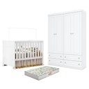 Ver imagem 1 de Berço Americano Katatau Branco Acetinado - Reller e Guarda Roupa Infantil Americano 4 Portas Branco