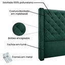 Ver imagem 5 de Kit Cabeceira e Calçadeira Recamier Casal 1,40m Vicenza Veludo Verde Floresta - Pallazio