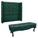 Ver imagem 1 de Kit Cabeceira e Calçadeira Recamier Casal 1,40m Vicenza Veludo Verde Floresta - Pallazio