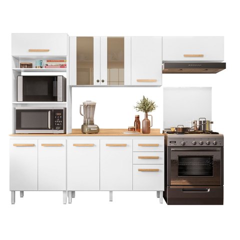 Conjunto de Cozinha Madre Modulado com 10 Portas 2 Gavetas