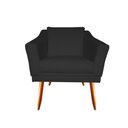 Ver imagem 3 de Kit Namoradeira + 2 Poltronas Decorativa Agatha Suede Preto Pés Madeira Mz Decor
