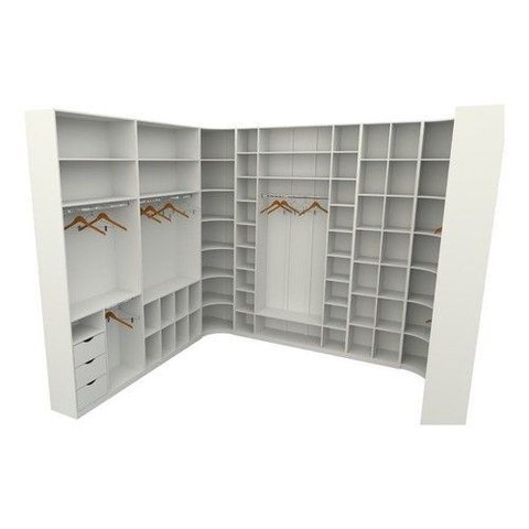 Kit Closet Armário Colmeia Cabideiro Canto M70 (expositor) Vetorial Móveis Branco