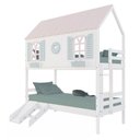 Ver imagem 2 de Beliche Casinha Bela com Coração Kit Escada/Escorregador - Madeira Maciça Branco/Rosa/Verde |
