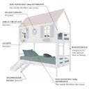 Ver imagem 4 de Beliche Casinha Bela com Coração Kit Escada/Escorregador - Madeira Maciça Branco/Rosa/Verde |