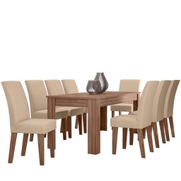 CONJUNTO SALA DE JANTAR GEÓRGIA 1,85 X 0,84 COM 8 CADEIRAS AMÊNDOA 51C - 2