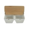 Saleiro de Cerâmica C/2 Divisórias Tampa de Bambu e Colher Bianco Lyor - 2