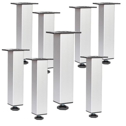 Kit 8 Pé Alumínio 15cm Fosco Cozinha Móveis 40x40 Regulável