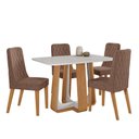 Ver imagem 2 de Conjunto Sala de Jantar Mesa Easy Pop 120x80cm Tampo Vidro/mdf com 4 Cadeiras Seat Couro Morano Avel