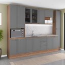 Ver imagem 1 de Cozinha Milla Cadenza 14 Portas 3 Gavetas MDF-MDP 310cm Cinza Titânio Móveis Carraro