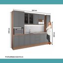 Ver mais imagens de Cozinha Milla Cadenza 14 Portas 3 Gavetas MDF-MDP 310cm Cinza Titânio Móveis Carraro