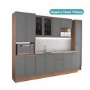 Ver imagem 5 de Cozinha Milla Cadenza 14 Portas 3 Gavetas MDF-MDP 310cm Cinza Titânio Móveis Carraro