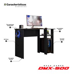 Mesa para Computador Dmx-500 108cm Pc Gamer Setup Preto - Desk Design - 3