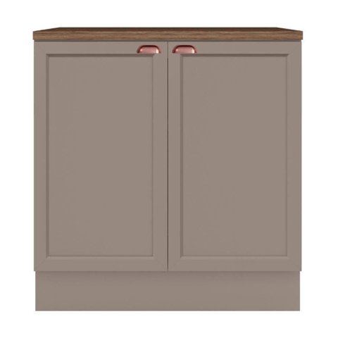 Balcão de Cozinha Unna 2 Portas 80cm Gris com Tampo Mdp - Poliman Móveis Gris