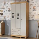 Ver imagem 1 de Guarda-roupa Infantil 92cm com Vidro 3 Portas e 2 Gavetas Bombom Multimóveis Mp4462 Madeirado/off