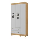 Ver imagem 2 de Guarda-roupa Infantil 92cm com Vidro 3 Portas e 2 Gavetas Bombom Multimóveis Mp4462 Madeirado/off