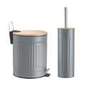 Ver imagem 1 de Kit Lavabo Banheiro Bambu Lixeira 5 Litros Pedal e Escova Pgb Conjunto Banheiro 2 Peças Cinza