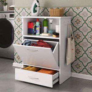 Balcão de Lavanderia Multiuso 1 Porta 1 Gaveta Multimóveis Mp5057 Branco