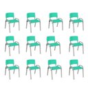 Ver imagem 2 de Kit 12 Cadeira Iso Infantil Creche, Escola Base Cinza Verde Água