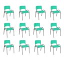 Ver imagem 2 de Kit 12 Cadeira Iso Infantil Creche, Escola Base Cinza Verde Água