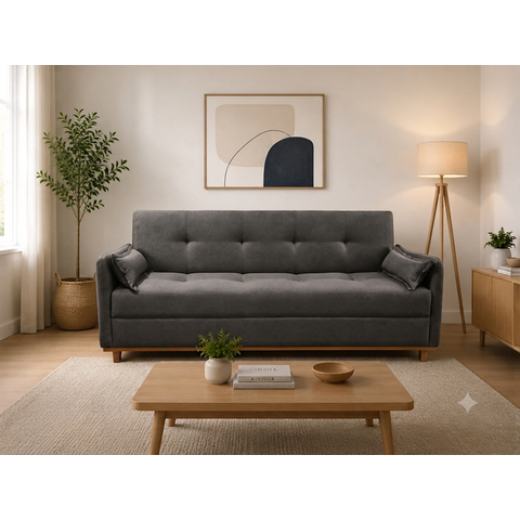 Sofa Iris 2.10 Bau e Cama Nobly Veludo Cinza