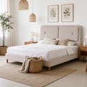 Ver imagem 5 de Cabeceira Cama Box Casal Estofada 140cm Mali P05 Veludo Bege - Lyam Decor