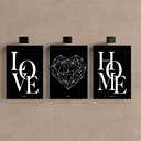 Ver imagem 2 de Kit 3 Quadro Decorativo Sala Coração Família Love Home Casa Qualidade Premium 28x20cm