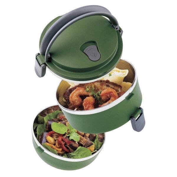 Marmiteira Inox 2 Compartimentos 1,4L Lunch Box Euro Home - 3