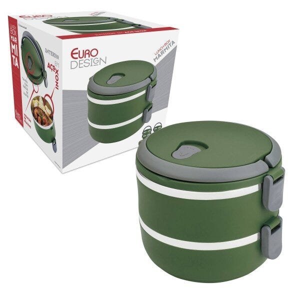 Marmiteira Inox 2 Compartimentos 1,4L Lunch Box Euro Home - 4