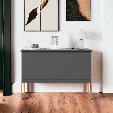 Aparador Buffet Meraki para Sala Industrial Preto