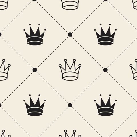 Papel de Parede Decorativo Baby Geométrico Coroas Pretas com Fundo Bege 2,5m
