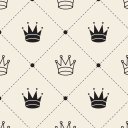 Ver imagem 1 de Papel de Parede Decorativo Baby Geométrico Coroas Pretas com Fundo Bege 2,5m