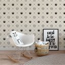 Ver imagem 2 de Papel de Parede Decorativo Baby Geométrico Coroas Pretas com Fundo Bege 2,5m