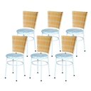 Ver imagem 1 de 6 Cadeiras para Mesa Branca Hawai Palha Assento Floral Cor:floral Gelo