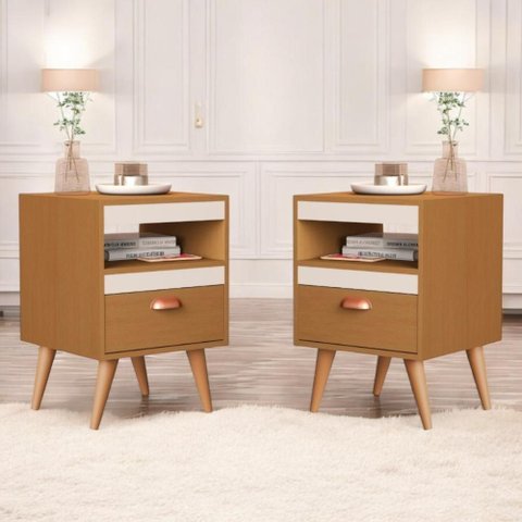 Kit Mesa Cabeceira 2 Unidades Bariloche Ype Off White