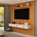 Ver imagem 4 de Painel para TV até 60 Polegadas Ripado MDF 250CMX229CM Royale Yescasa Naturale/Off White