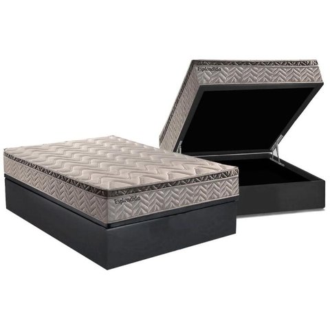 Cama Box Baú Casal: Colchão Molas Ensacadas Paropas MasterPocket Esplêndido Bordô + Base CRC Suede G